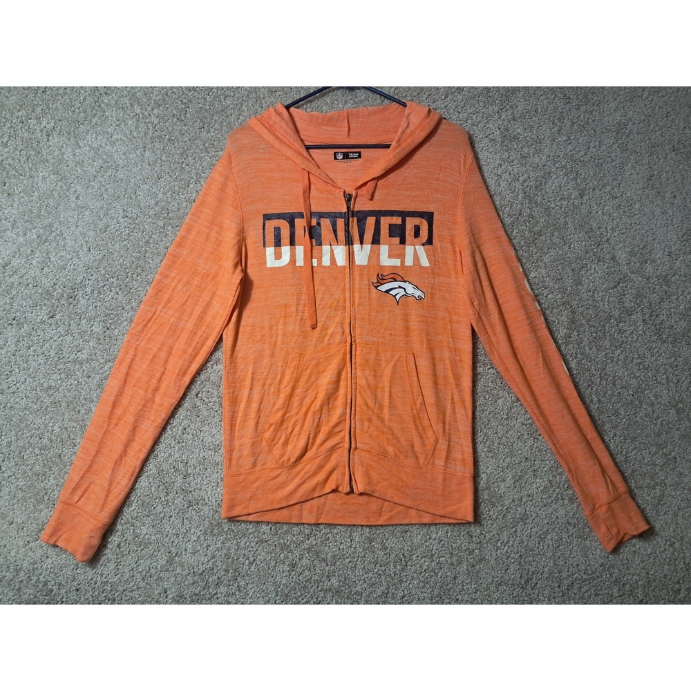 Denver Broncos NFL Team Apparel Hoodie Women Small Orange Full Zip Lightweight